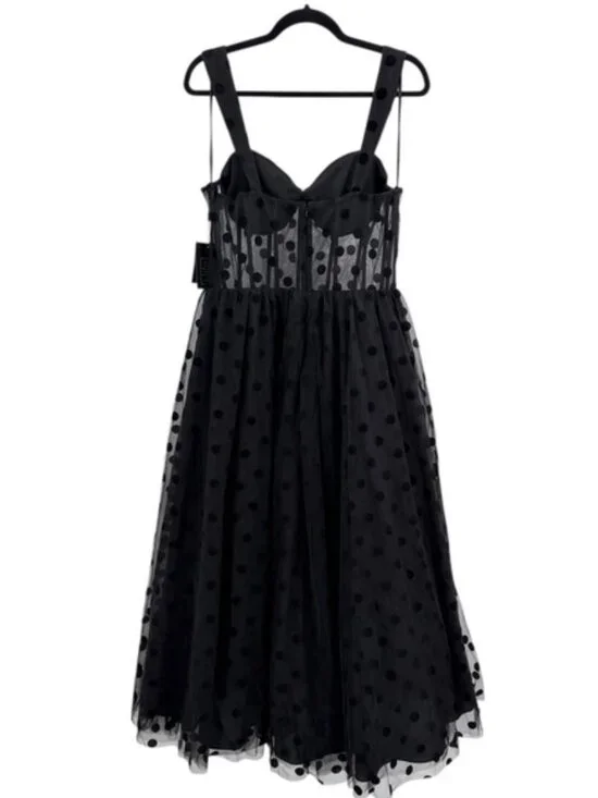 NWT Mac Duggal Black Polka Dot Net Bustier A-Line Midi Dress - Size 10‎ - Picture 12 of 16